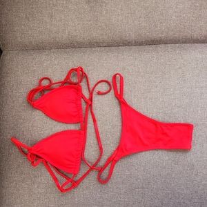 Red Padded bikini size S.